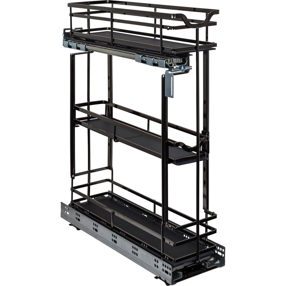 Hardware Resources - 5'' Black Nickel STORAGE WITH STYLE  Metal ''No Wiggle'' Base Pullout, Preassembled with Soft-close Slides - Black Nickel