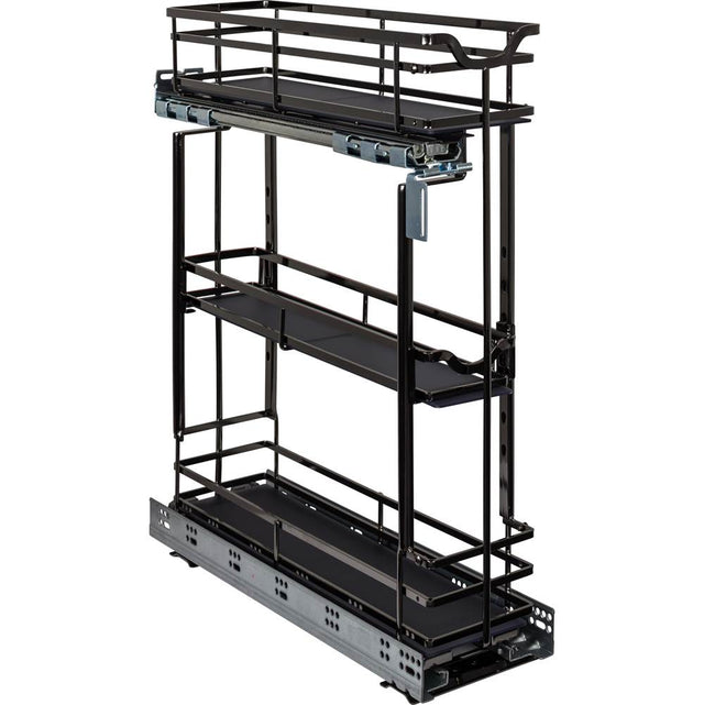 Hardware Resources - 5'' Black Nickel STORAGE WITH STYLE  Metal ''No Wiggle'' Base Pullout, Preassembled with Soft-close Slides - Black Nickel