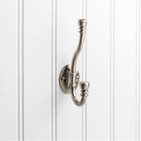 Hardware Resources - 5-3/16'' Satin Nickel Ringed Contemporary Double Prong Wall Mounted Hook - Satin Nickel