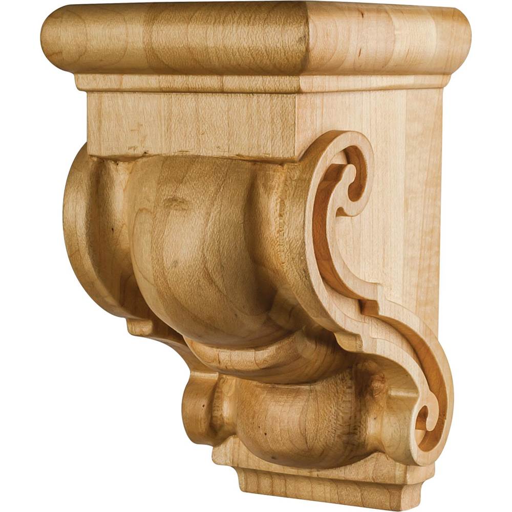 Hardware Resources - 3-1/16'' W x 3-1/16'' D x 5'' H Rubberwood Scrolled Corbel - Unfinished