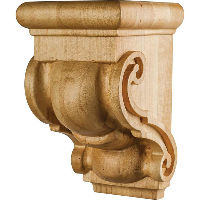 Hardware Resources - 3-1/16'' W x 3-1/16'' D x 5'' H Rubberwood Scrolled Corbel - Unfinished