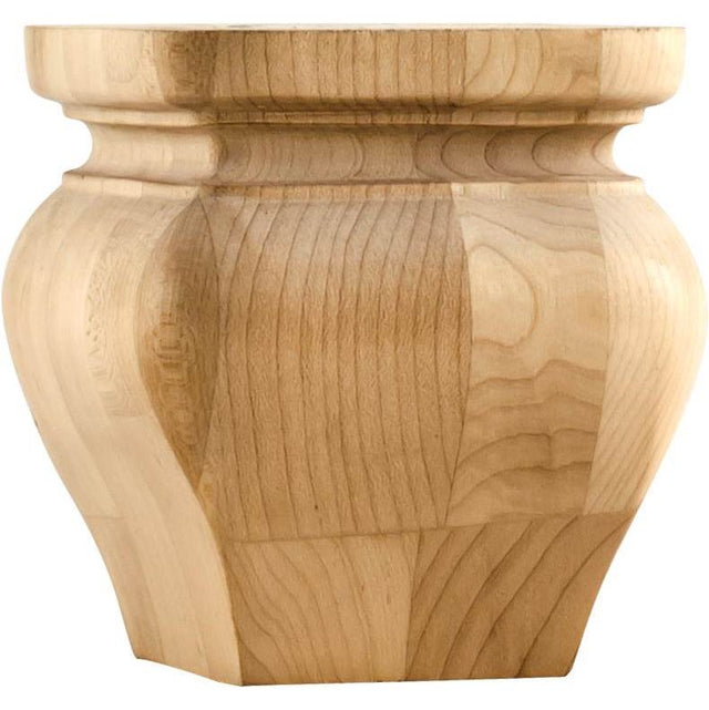 Hardware Resources - 4-1/4'' W x 4-1/4'' D x 4-1/4'' H Maple Square Turned Bun Foot - Unfinished