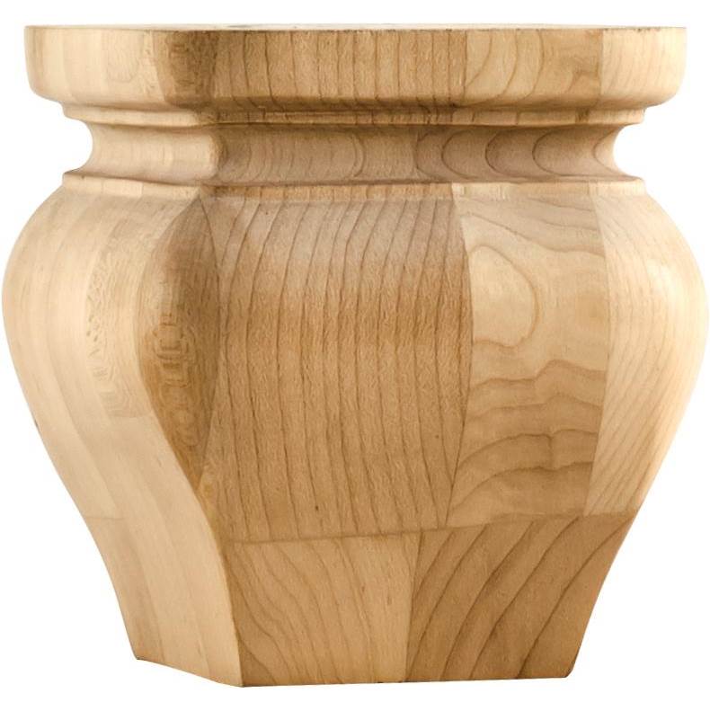 Hardware Resources - 4-1/4'' W x 4-1/4'' D x 4-1/4'' H Rubberwood Square Turned Bun Foot - Unfinished