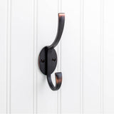 Hardware Resources - 5-7/8'' Brushed Oil Rubbed Bronze Flared Transitional Double Prong Wall Mounted Hook - Brushed Oil Rubbed Bronze
