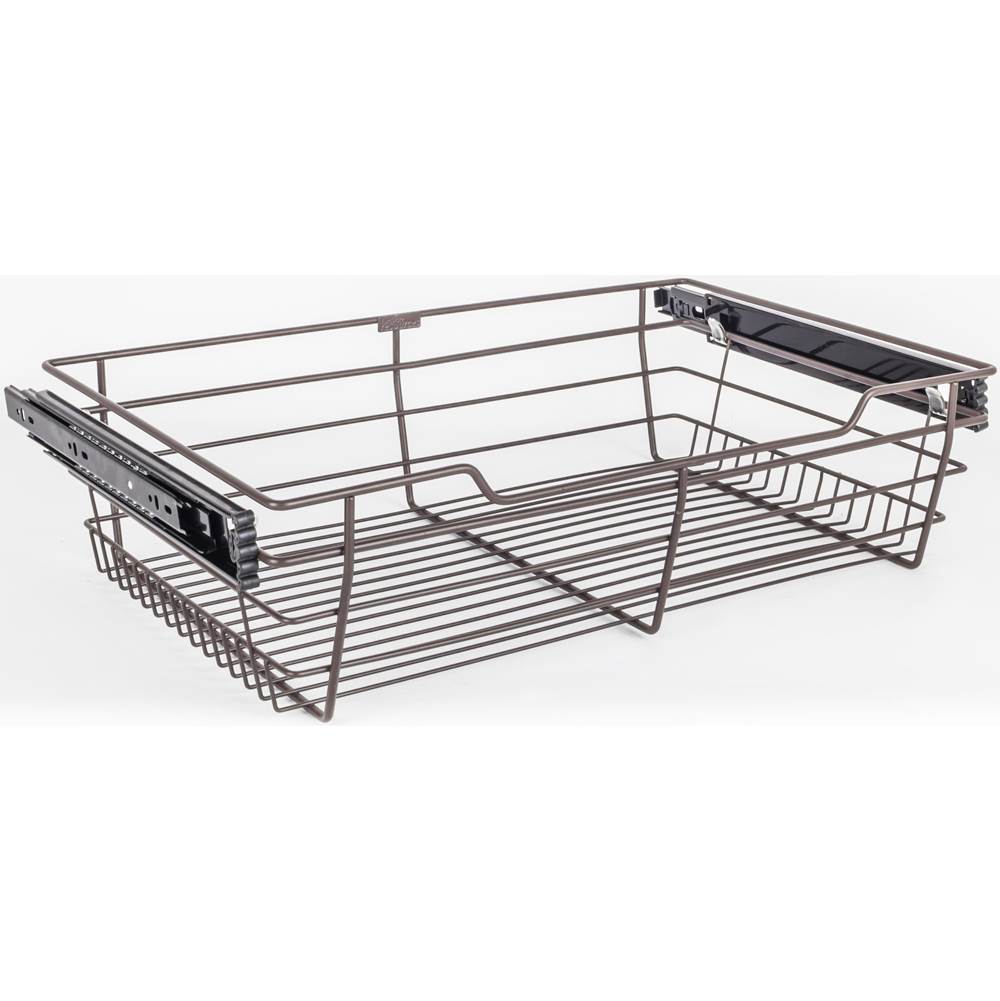 Hardware Resources - Dark Bronze Closet Pullout Basket with Slides 16''D x 23''W x 6''H - Dark Bronze