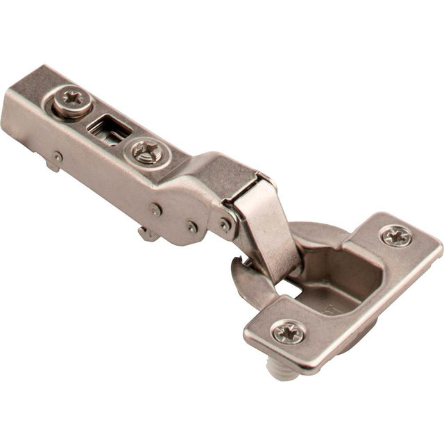 Hardware Resources - 110 degree Heavy Duty Partial Overlay Cam Adjustable Soft-close Hinge with Press-in 8 mm Dowels - Polished Nickel