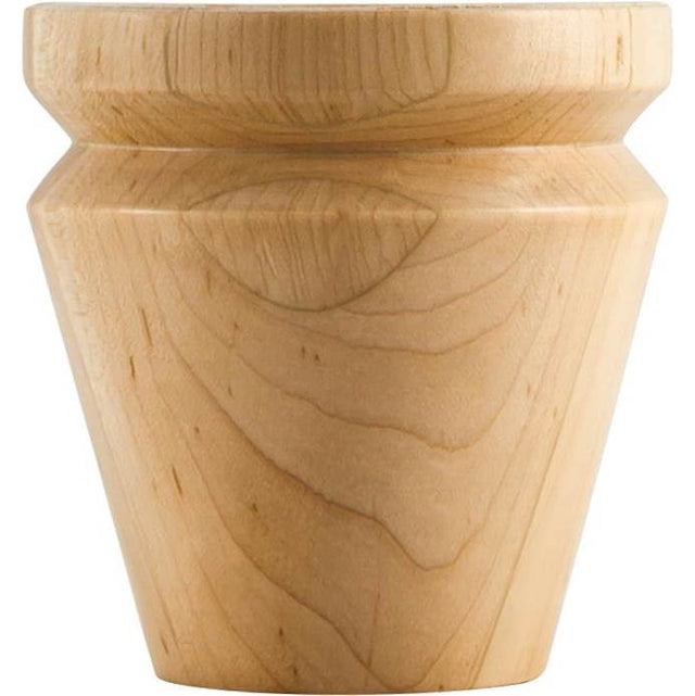 Hardware Resources - 4'' W x 4'' D x 4'' H Hard Maple Round Grooved Tapered Bun Foot - Unfinished