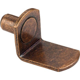 Hardware Resources - Antique Brass 1/4'' Pin Angled Shelf Support with 3/4'' Arm - Priced and Sold by the Thousand - Brushed Antique Brass