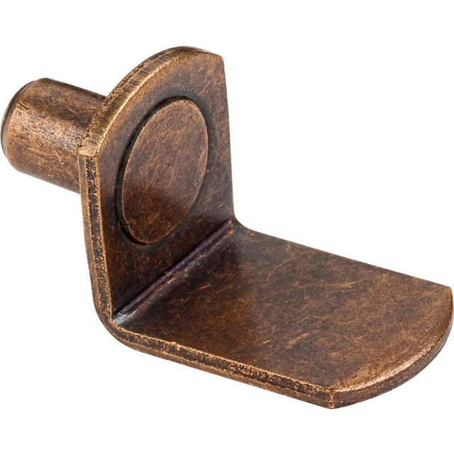 Hardware Resources - Antique Brass 1/4'' Pin Angled Shelf Support with 3/4'' Arm - Priced and Sold by the Thousand - Brushed Antique Brass