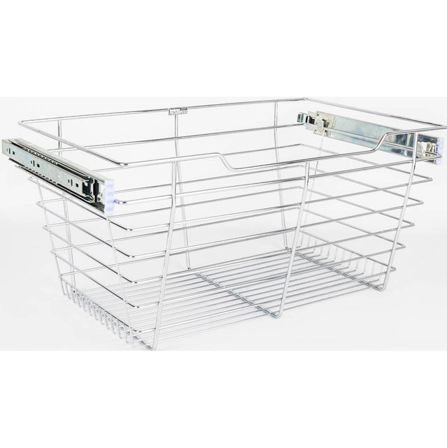 Hardware Resources - Chrome Closet Pullout Basket with Slides 16''D x 23''W x 11''H - Polished Chrome