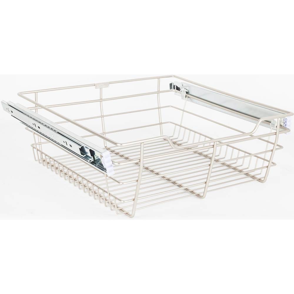 Hardware Resources - Satin Nickel Closet Pullout Basket with Slides 14''D x 17''W x 6''H - Satin Nickel