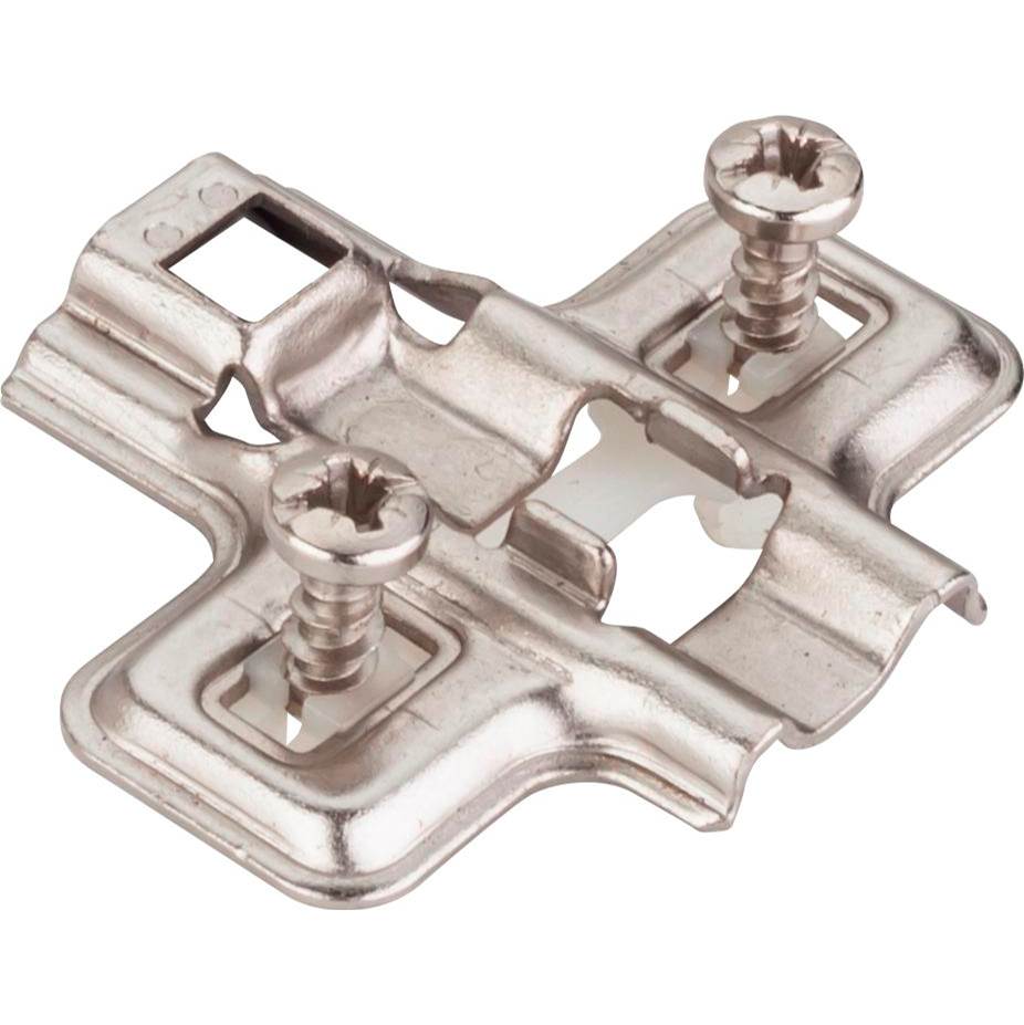 Hardware Resources - Standard Duty 0 mm Non-Cam Adj Steel Plate, Wood Screws and 5 mm Dowels for 700, 725, 900 and 1750 Series Euro Hinges - Polished Nickel