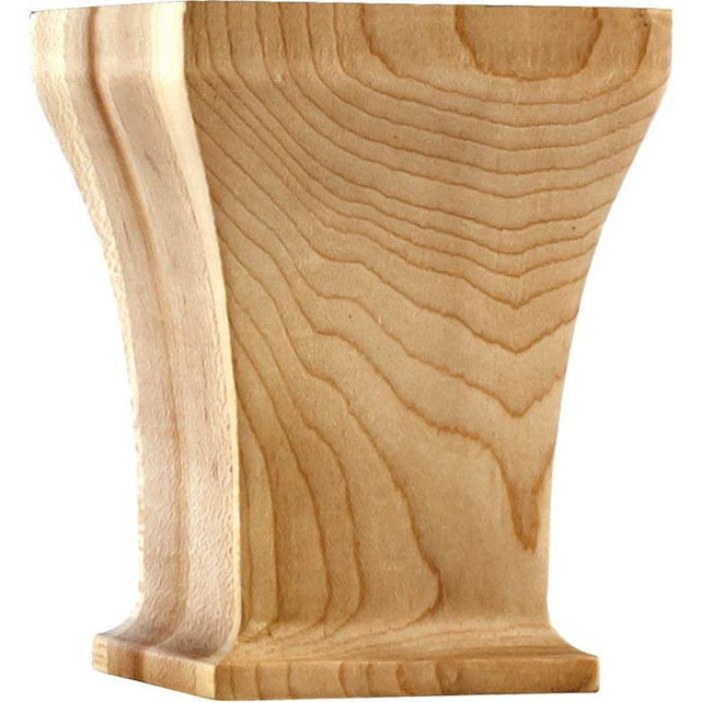Hardware Resources - 3-1/2'' W x 3-1/2'' D x 4-1/2'' H Alder Greek Bun Foot - Unfinished