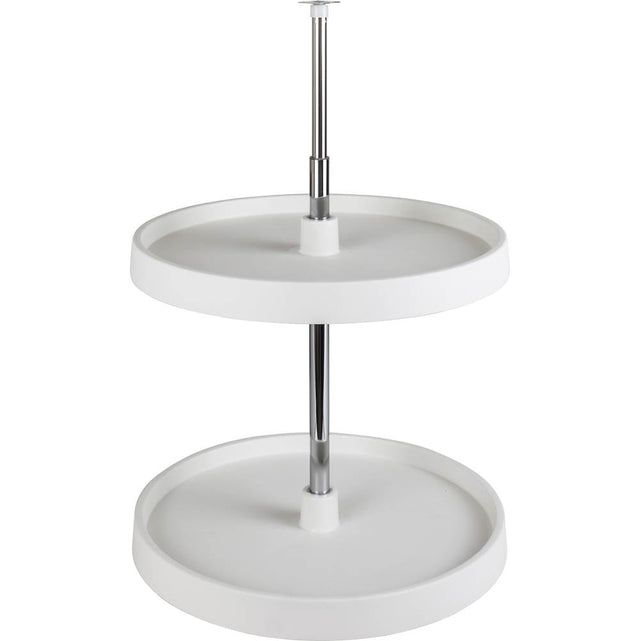 Hardware Resources - 18'' Round Two-Shelf Plastic Lazy Susan Set - White
