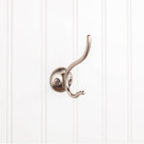 Hardware Resources - 3-13/16'' Satin Nickel Slender Contemporary Double Prong Wall Mounted Hook - Satin Nickel