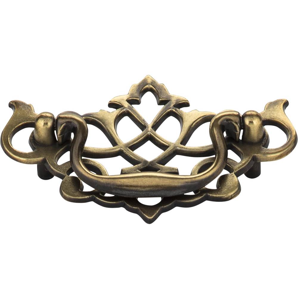 3'' Center-to-Center Brushed Antique Brass Baroque Kingsport Cabinet Drop Pull
