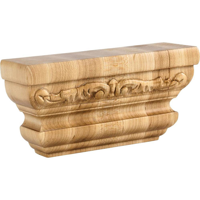 Hardware Resources - 6'' W x 2'' D x 3'' H Rubberwood Acanthus Pilaster Capital - Unfinished