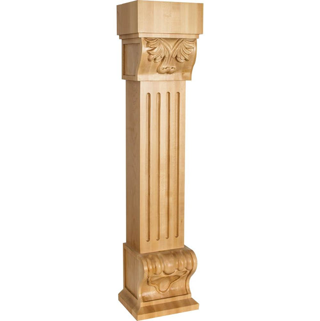 Hardware Resources - 8'' W x 7'' D x 36'' H Maple Fluted Acanthus Fireplace Corbel - Unfinished