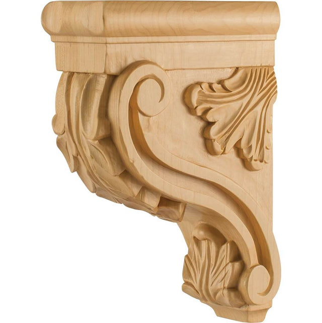 Hardware Resources - 3'' W x 7'' D x 10'' H Hard Maple Acanthus Corbel - Unfinished