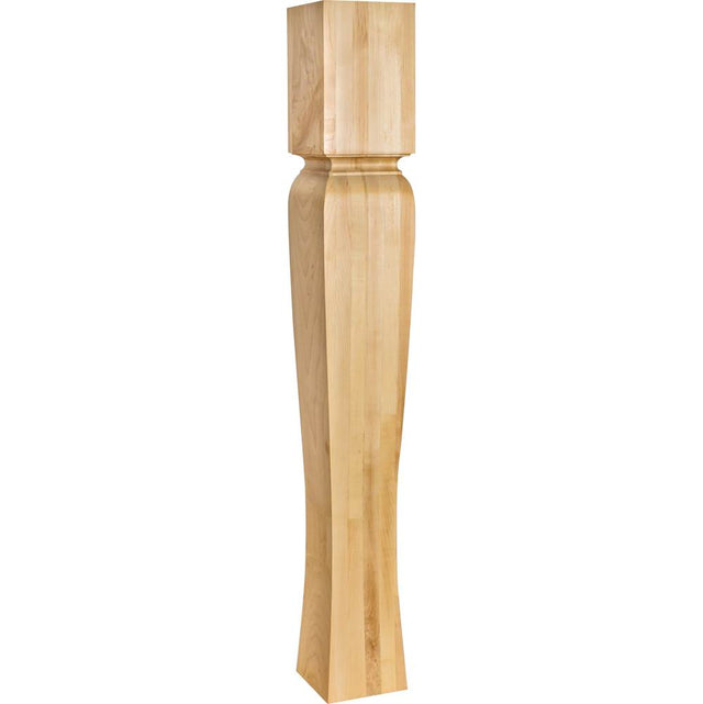 Hardware Resources - 5'' W x 5'' D x 35-1/2'' H Rubberwood Tapered Arts and Crafts Post - Unfinished