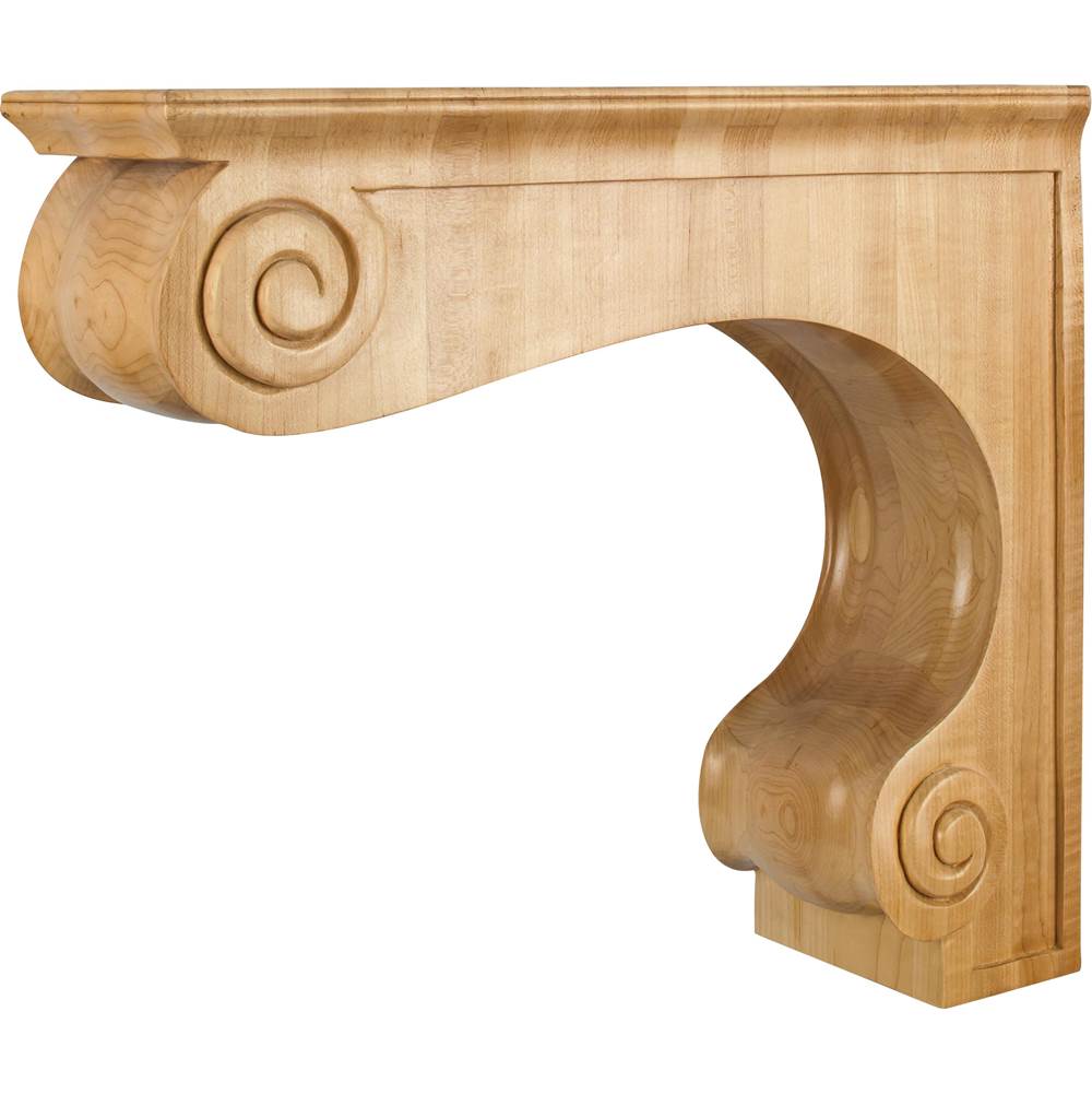Hardware Resources - 5-15/16'' W x 18'' D x 16'' H Rubberwood Range Hood Corbel - Unfinished