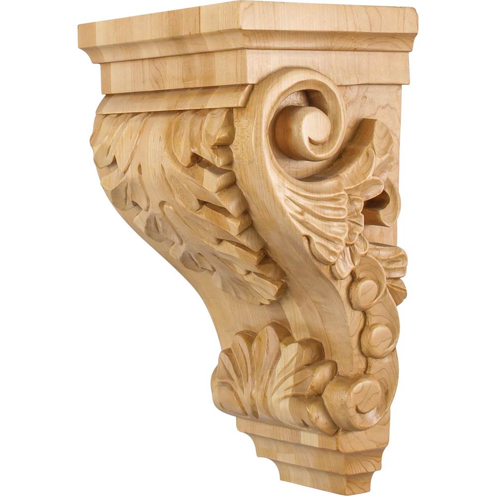 Hardware Resources - 8-1/4'' W x 6-1/2'' D x 14'' H Rubberwood Acanthus Corbel - Unfinished