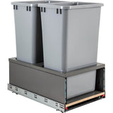 Hardware Resources - Double 50 Quart Metal Drawer Box Soft-close Trashcan Pullout - Grey