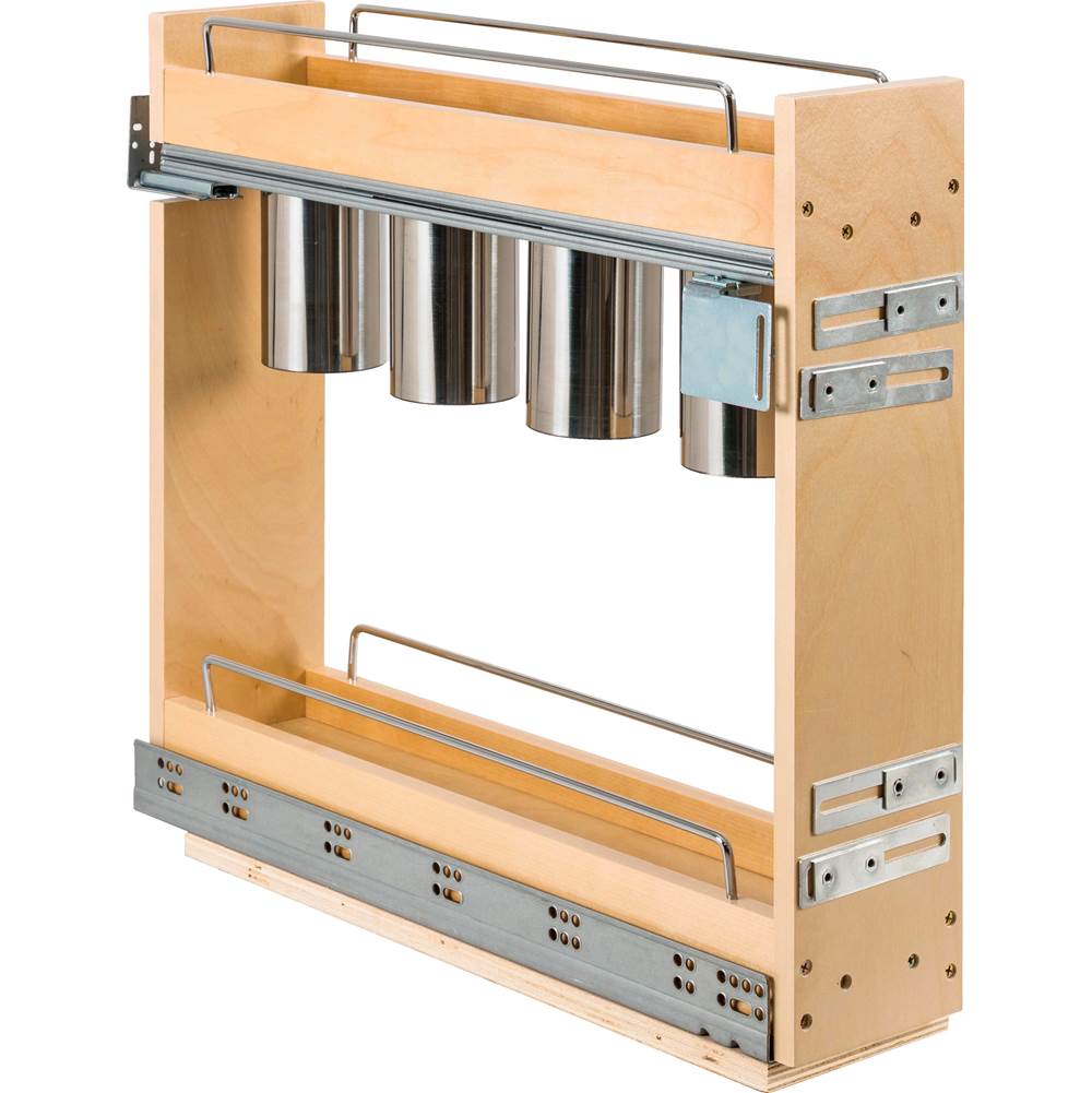 Hardware Resources - 5'' ''No Wiggle'' Utensil Bin Soft-close Base Cabinet Pullout, Pre-Assembled - UV Coated