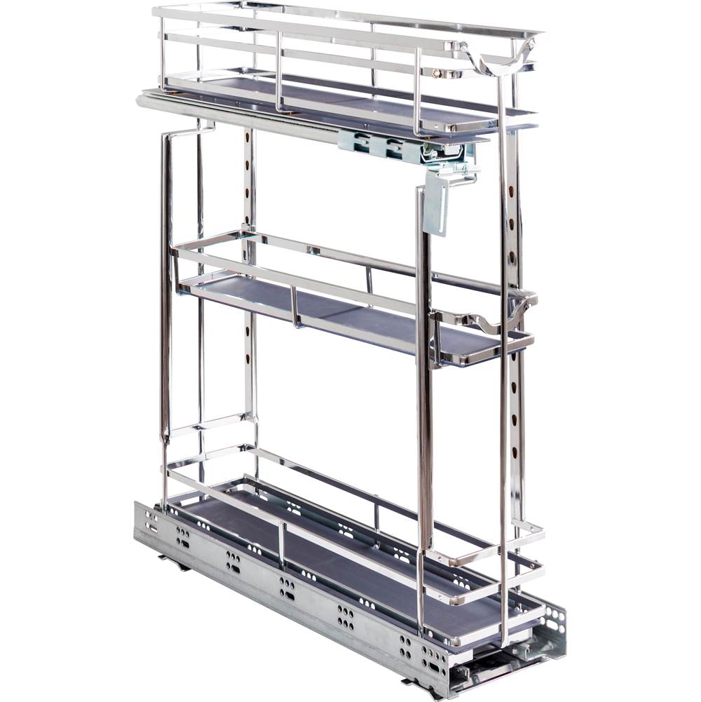 Hardware Resources - 5'' Black Nickel STORAGE WITH STYLE  Metal ''No Wiggle'' Base Pullout, Preassembled with Soft-close Slides - Polished Chrome