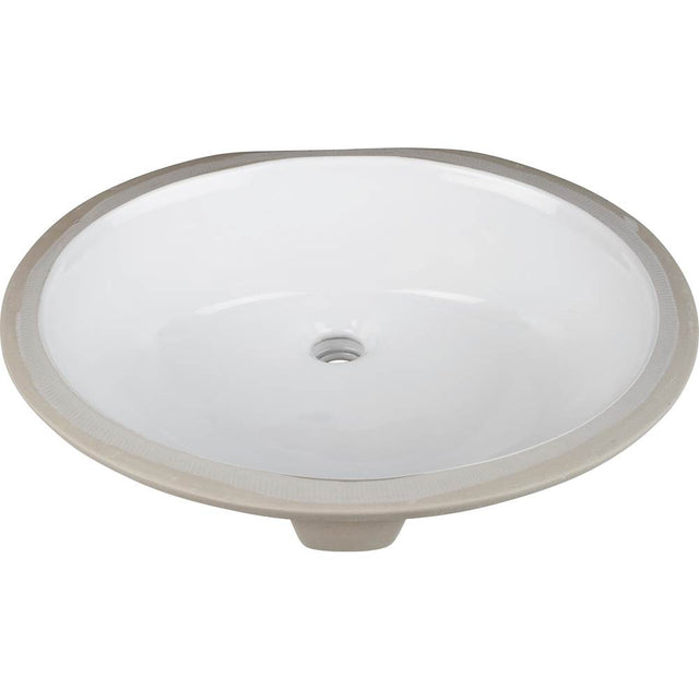 Hardware Resources - 17-3/8'' x 14-1/4'' White Oval Undermount Porcelain Bathroom Sink With Overflow - White