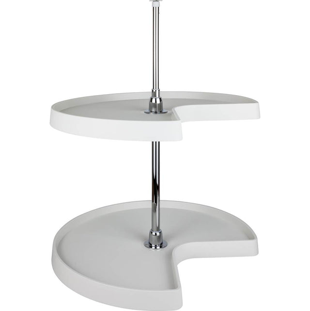 Hardware Resources - 32'' Kidney Two-Shelf Plastic Lazy Susan Set with Chrome Hubs - White