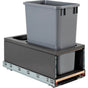 Hardware Resources - Single 35 Quart Metal Drawer Box Soft-close Trashcan Pullout - Grey