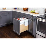 Double 50 Quart Bottom-Mount Soft-close Trashcan Pullout for Door Mounting, Includes Two Black Cans
