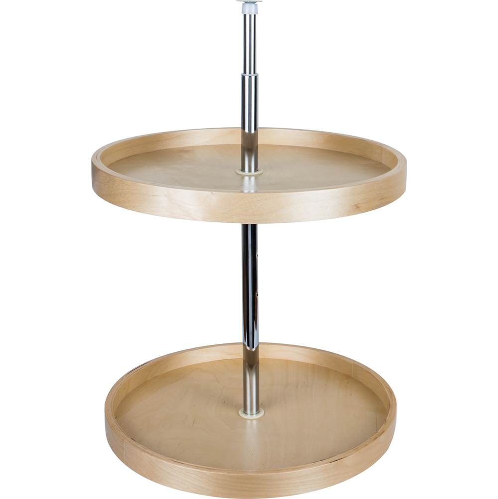 Hardware Resources - 18'' Round Two-Shelf Banded Wood Lazy Susan Set - UV Coated