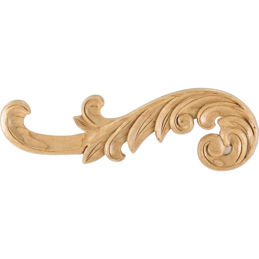 Hardware Resources - 10-3/8'' W x 1/4'' D x 3-1/4'' H Left Curved Cherry Acanthus Applique - Unfinished