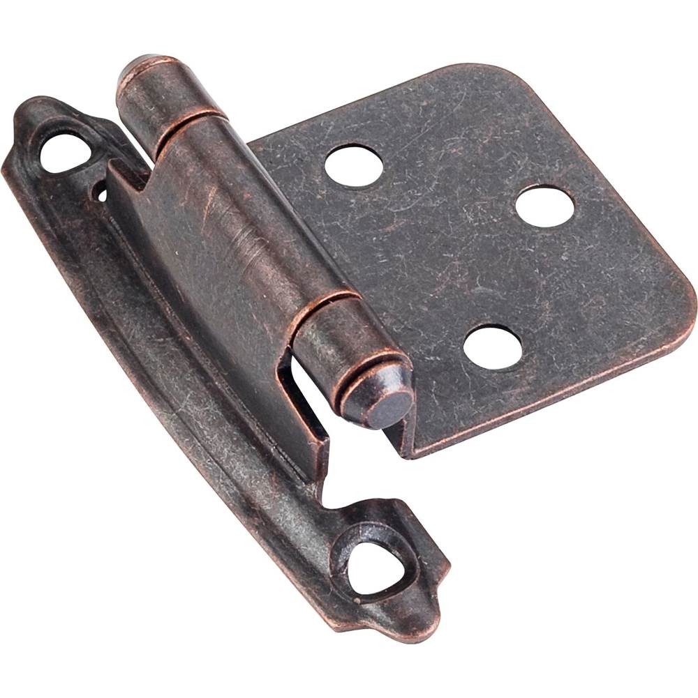 Hardware Resources - Decorative Self-closing Overlay Hinge, Face Frame Mount - Dark Brushed Antique Copper. - Distressed Oil Rubbed Bronze