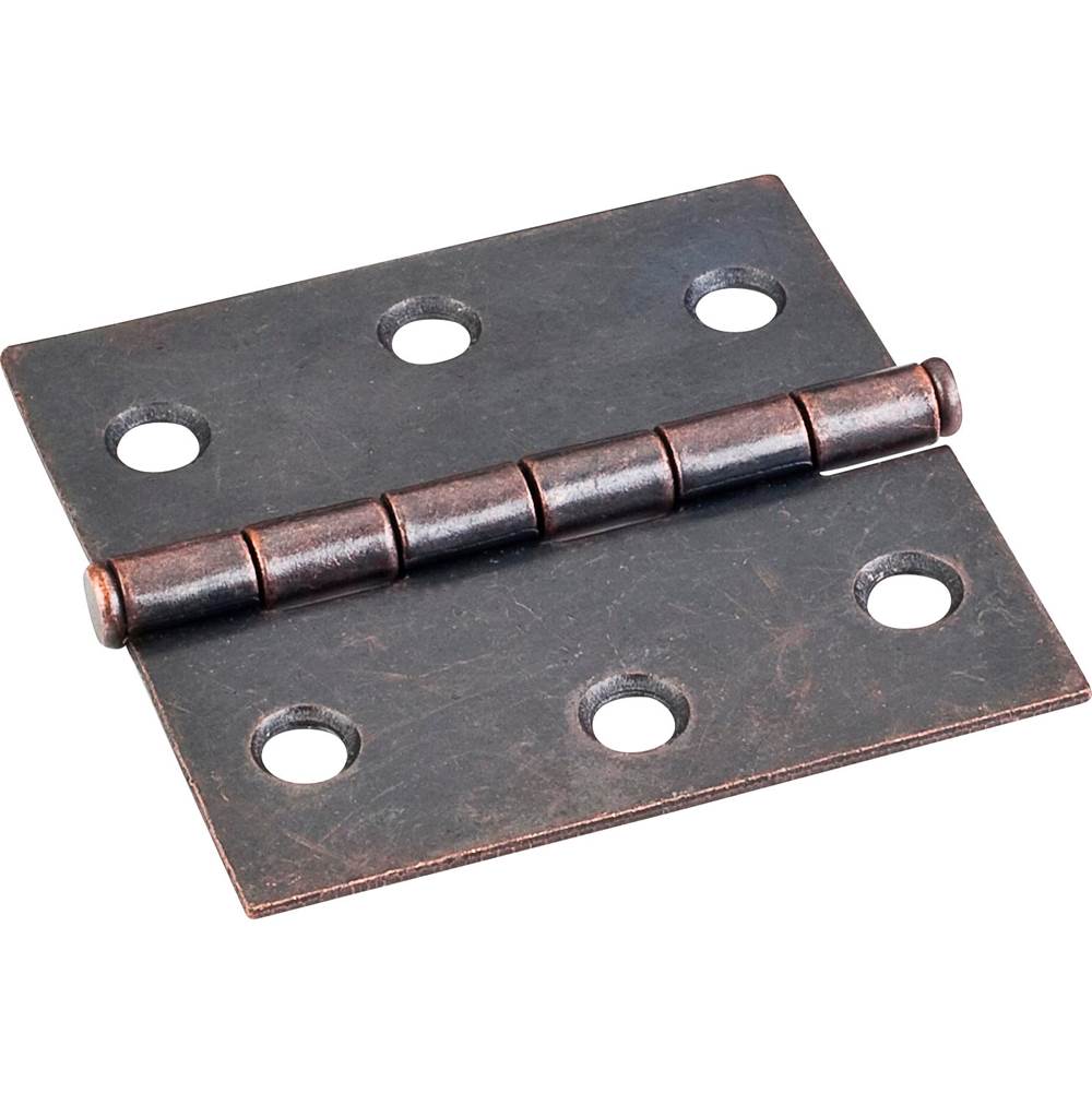 Hardware Resources - Dark Antique Copper Machined 2-1/2'' x 2-1/2'' Swaged Butt Hinge - Distressed Antique Brass