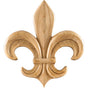 Hardware Resources - 3-3/4'' W x 5/16'' D x 4-1/4'' H Pressed Rubberwood Fleur-de-lis Applique - Unfinished