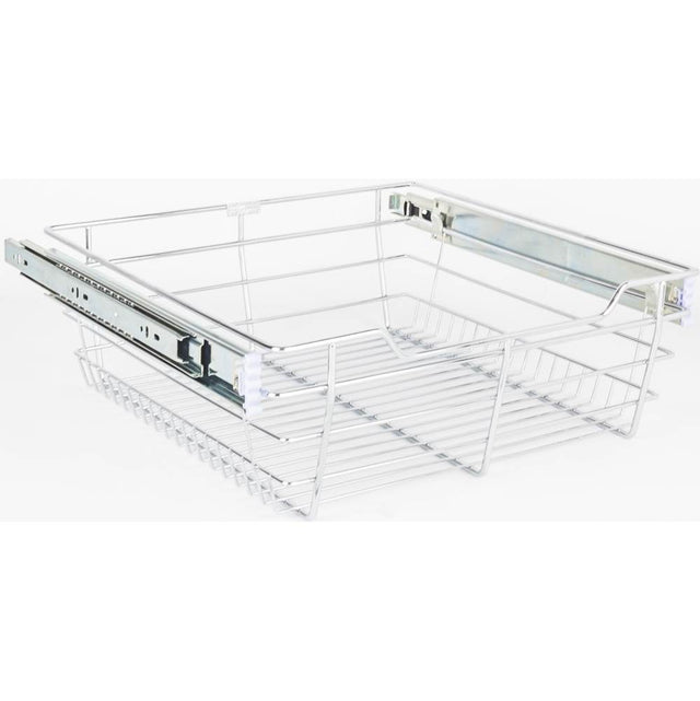 Hardware Resources - Chrome Closet Pullout Basket with Slides 14''D x 17''W x 6''H - Polished Chrome