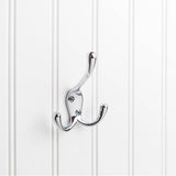 Hardware Resources - 4'' Polished Chrome Large Triple Prong Wall Mounted Hook - Polished Chrome