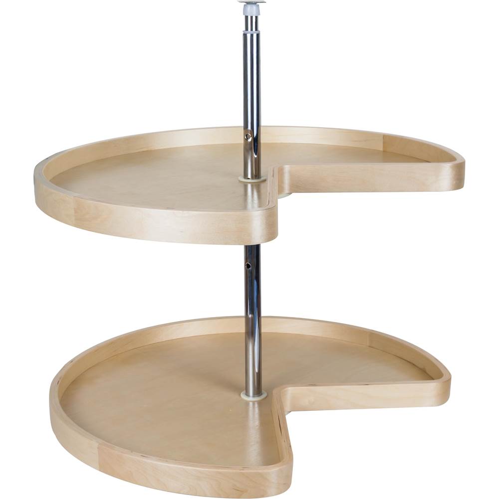 Hardware Resources - 24'' Kidney Two-Shelf Banded Wood Lazy Susan Set - UV Coated