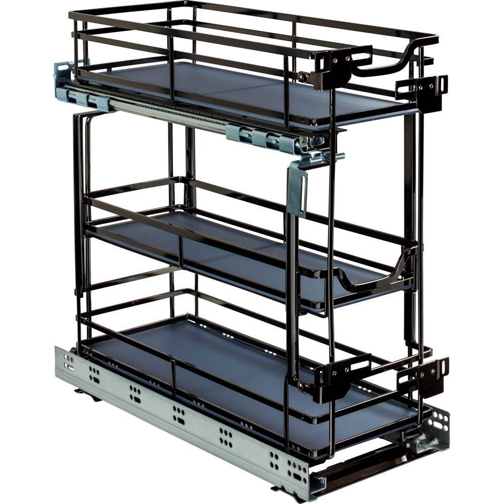 Hardware Resources - 8'' Black Nickel STORAGE WITH STYLE  Metal ''No Wiggle'' Under Drawer Base Pullout, Preassembled with Soft-close Slides - Black Nickel