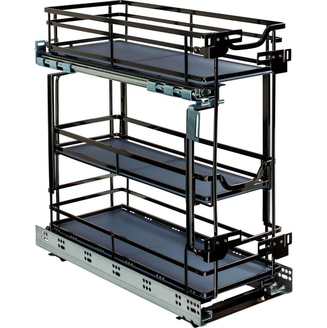 Hardware Resources - 8'' Black Nickel STORAGE WITH STYLE  Metal ''No Wiggle'' Under Drawer Base Pullout, Preassembled with Soft-close Slides - Black Nickel
