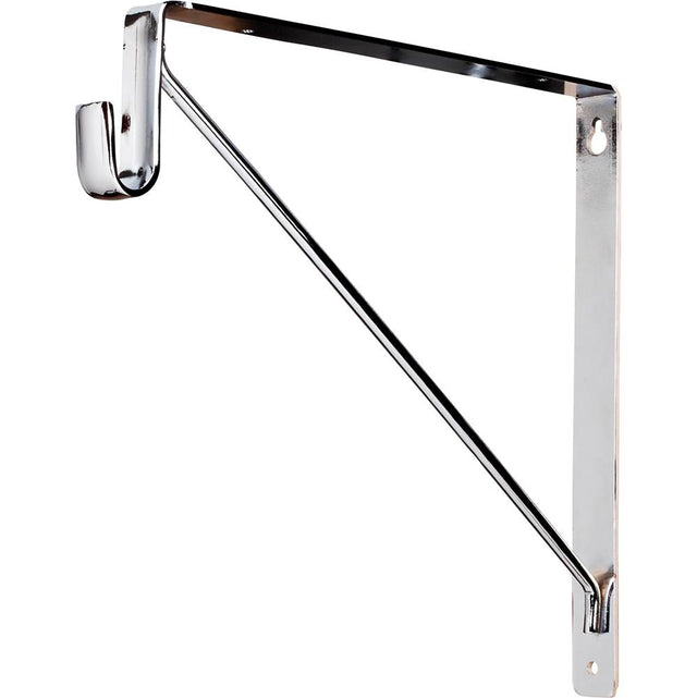 Hardware Resources - Chrome Shelf Bracket with Rod Support for Oval Closet Rods - Chrome