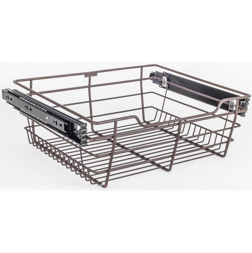 Hardware Resources - Dark Bronze Closet Pullout Basket with Slides 16''D x 17''W x 6''H - Dark Bronze