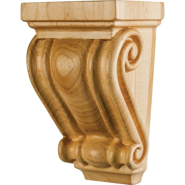 Hardware Resources - 3'' W x 2-1/2'' D x 5'' H Maple Scrolled Corbel - Unfinished