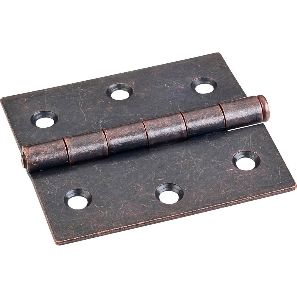 Hardware Resources - Dark Antique Copper Machined 3'' x 2-3/4''  Single Full Swaged Butt Hinge - Distressed Antique Brass