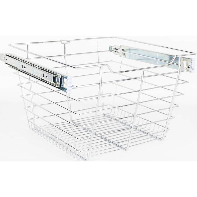 Hardware Resources - Chrome Closet Pullout Basket with Slides 16''D x 17''W x 11''H - Polished Chrome