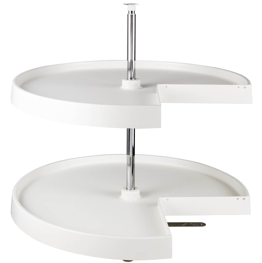 Hardware Resources - 28'' Pie-Cut Two-Shelf Plastic Lazy Susan Set - White