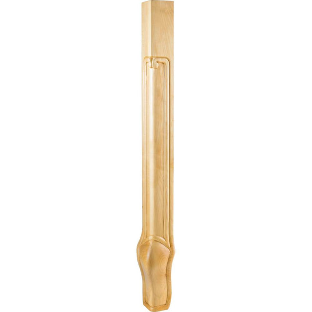 Hardware Resources - 2-3/4'' W x 2-3/4'' D x 35-1/4'' H Rubberwood Queen Anne Corner Leg - Unfinished